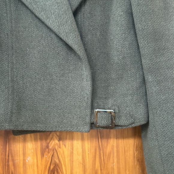 Vintage Carlisle Woven wool/angora cropped blazer w/waist buckle -hunter green 6 - Picture 11 of 11